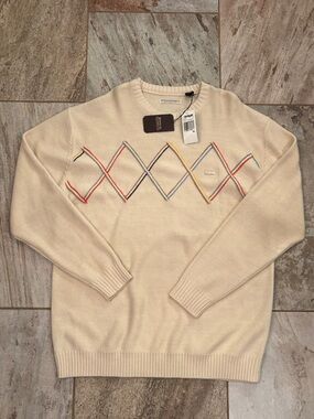 Cream Argyle-Accent Men's Sweater - Brand: Enyce